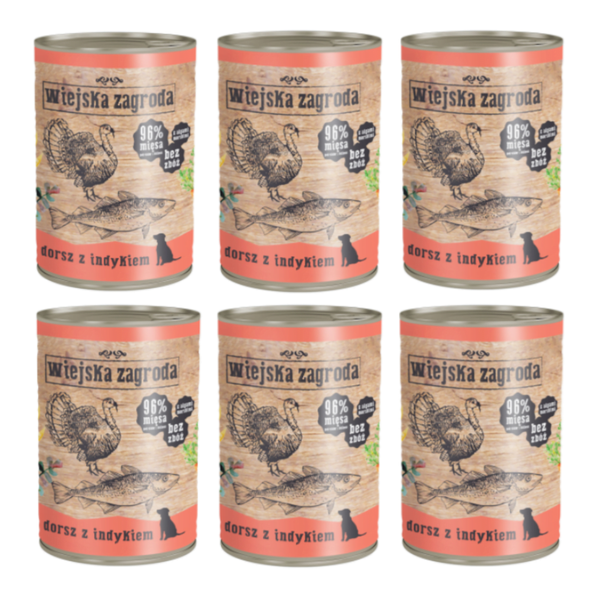 Wiejska Zagroda Dorsz Z Indykiem 6 x 400g Karma Mokra W Puszce Dla Psów