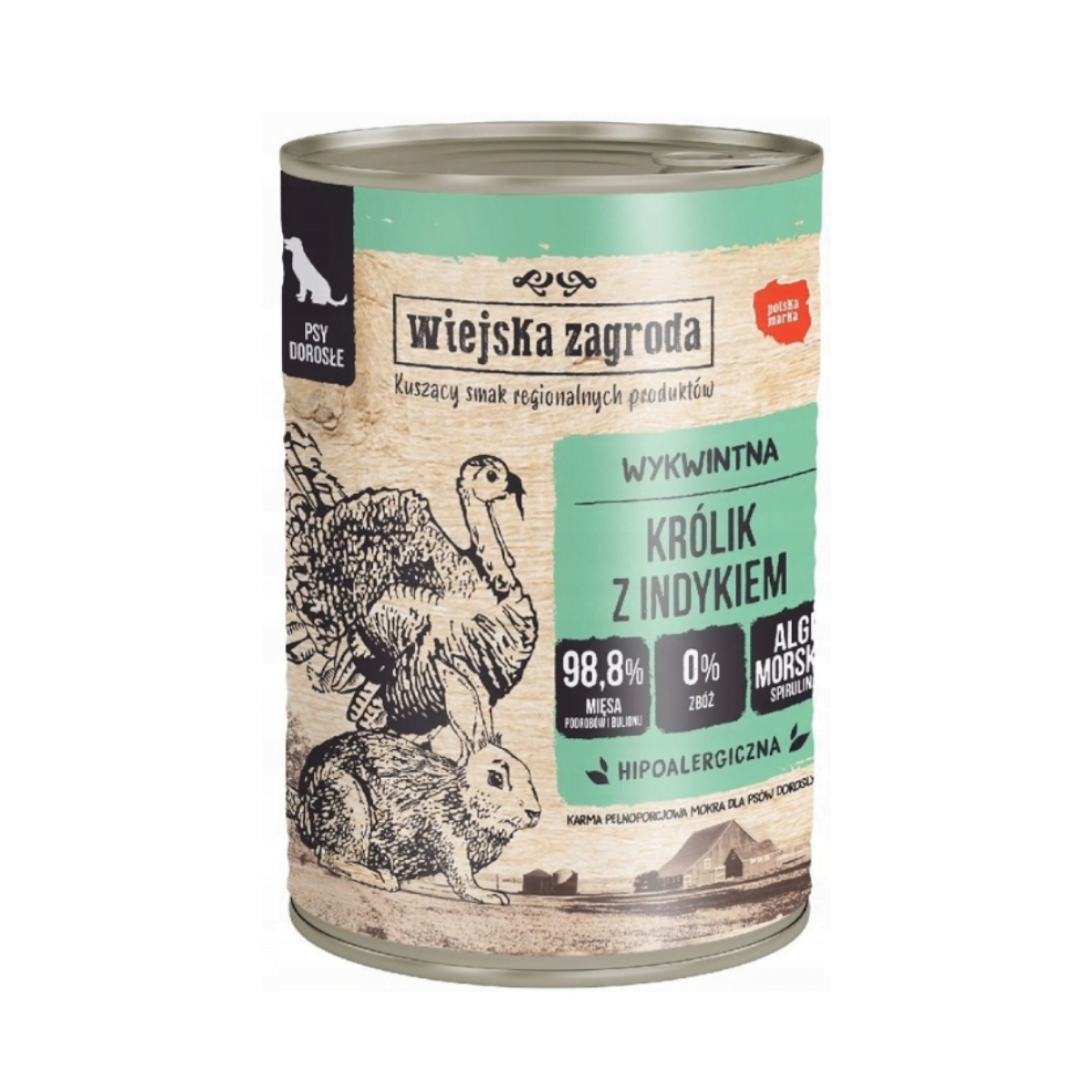 Wiejska Zagroda KRÓLIK Z INDYKIEM 400g Karma mokra W Puszce Dla Psów