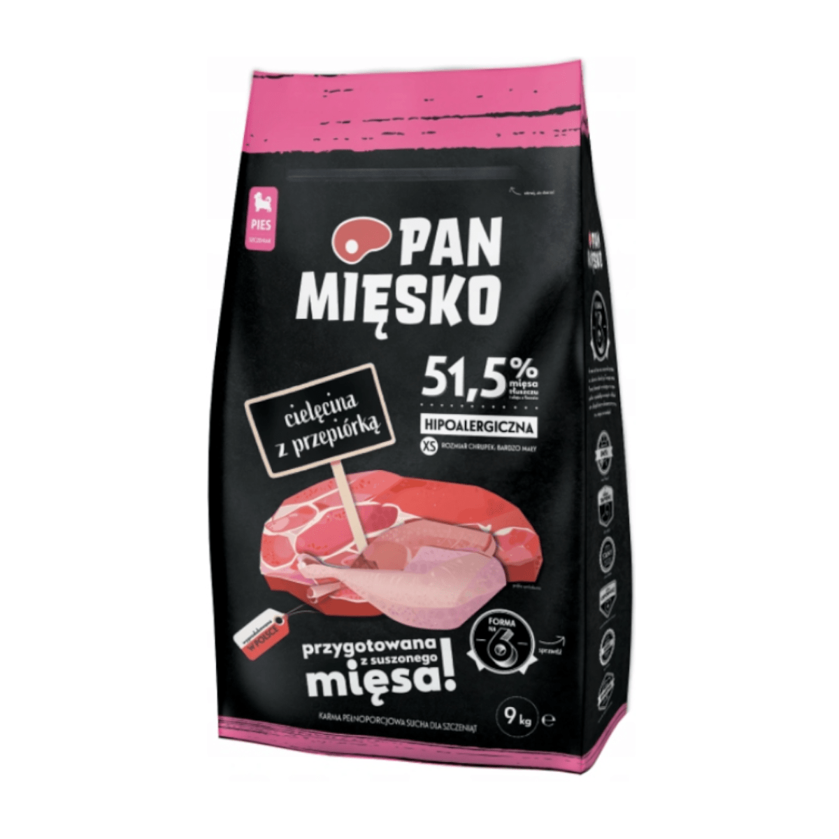 Pan Mięsko Cielęcina z Przepiórką 9kg dla szczeniąt XS