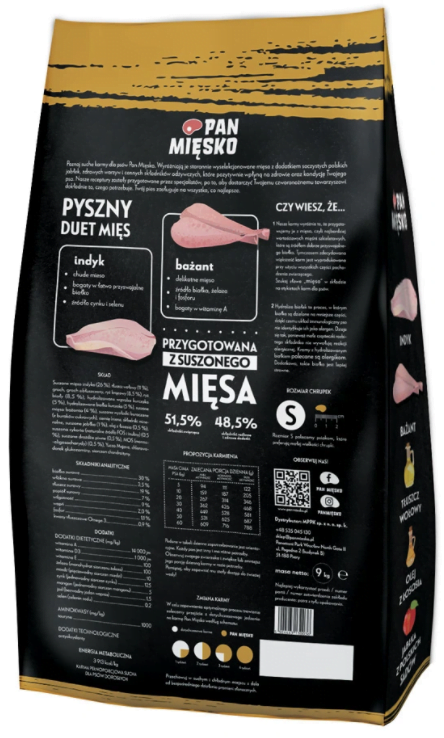 indy baż 9kg S Pan Mięsko Indyk z Bażantem 9kg chrupki S