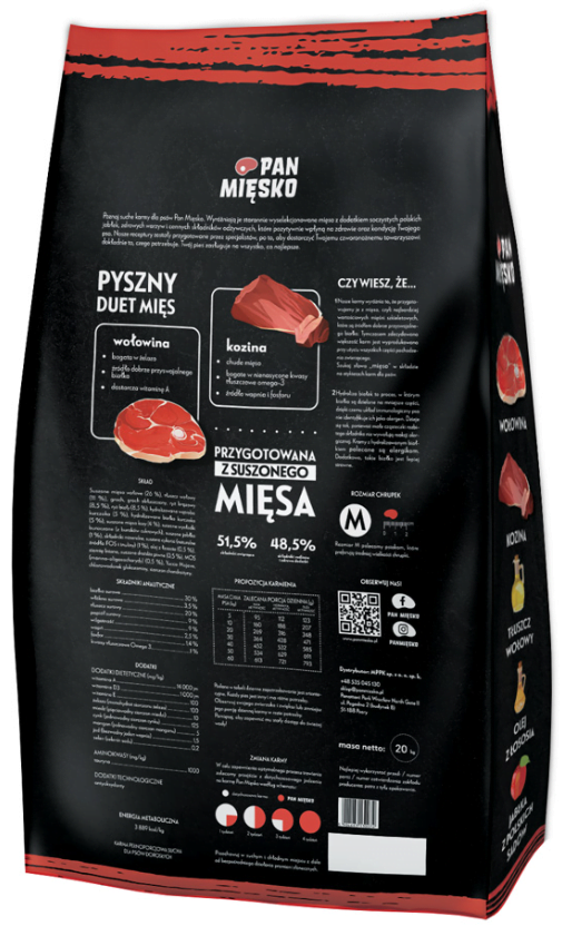 Pan Mięsko Wołowina z Koziną 20kg chrupki M