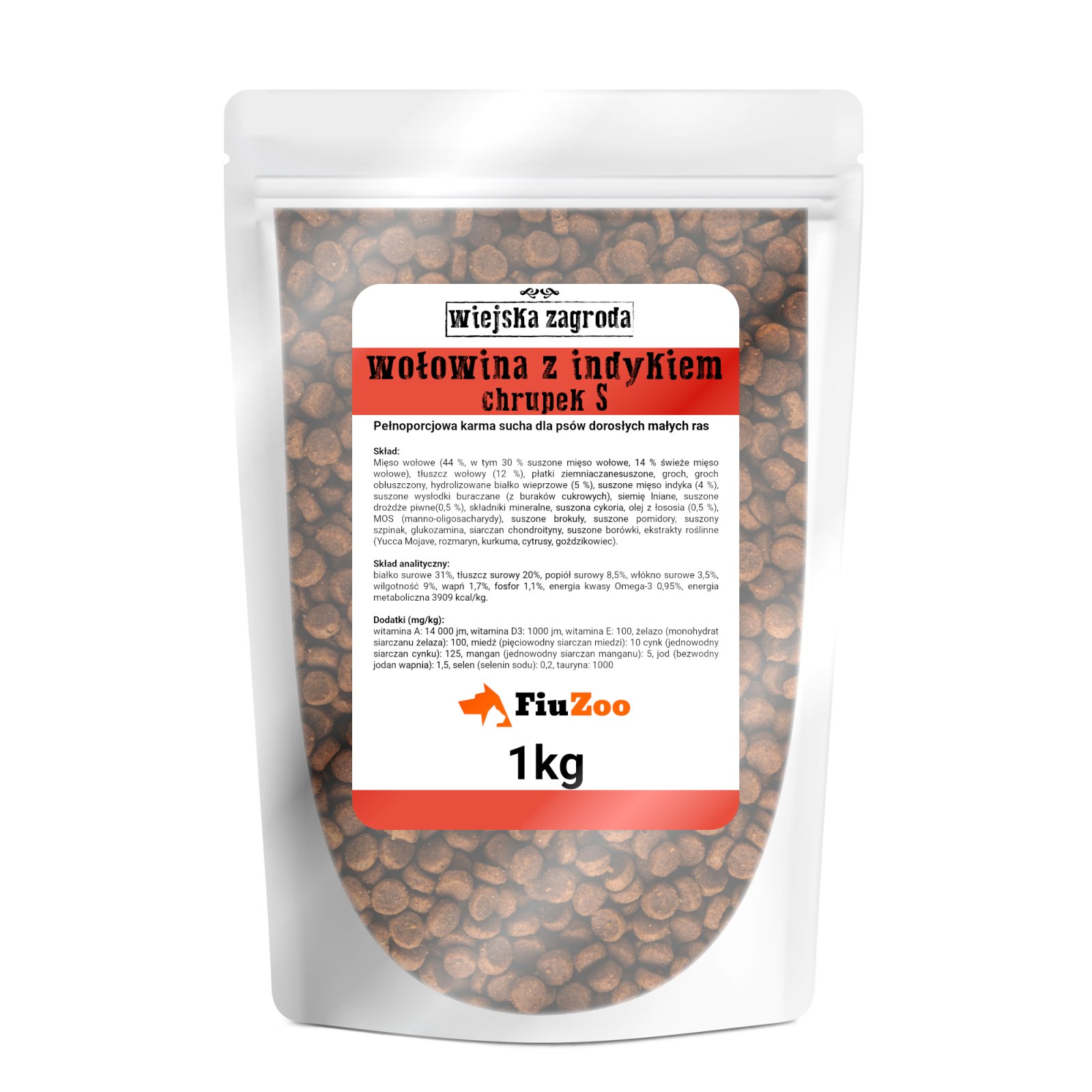 Wiejska Zagroda Wołowina z Indykiem 1kg NA WAGĘ chrupek S