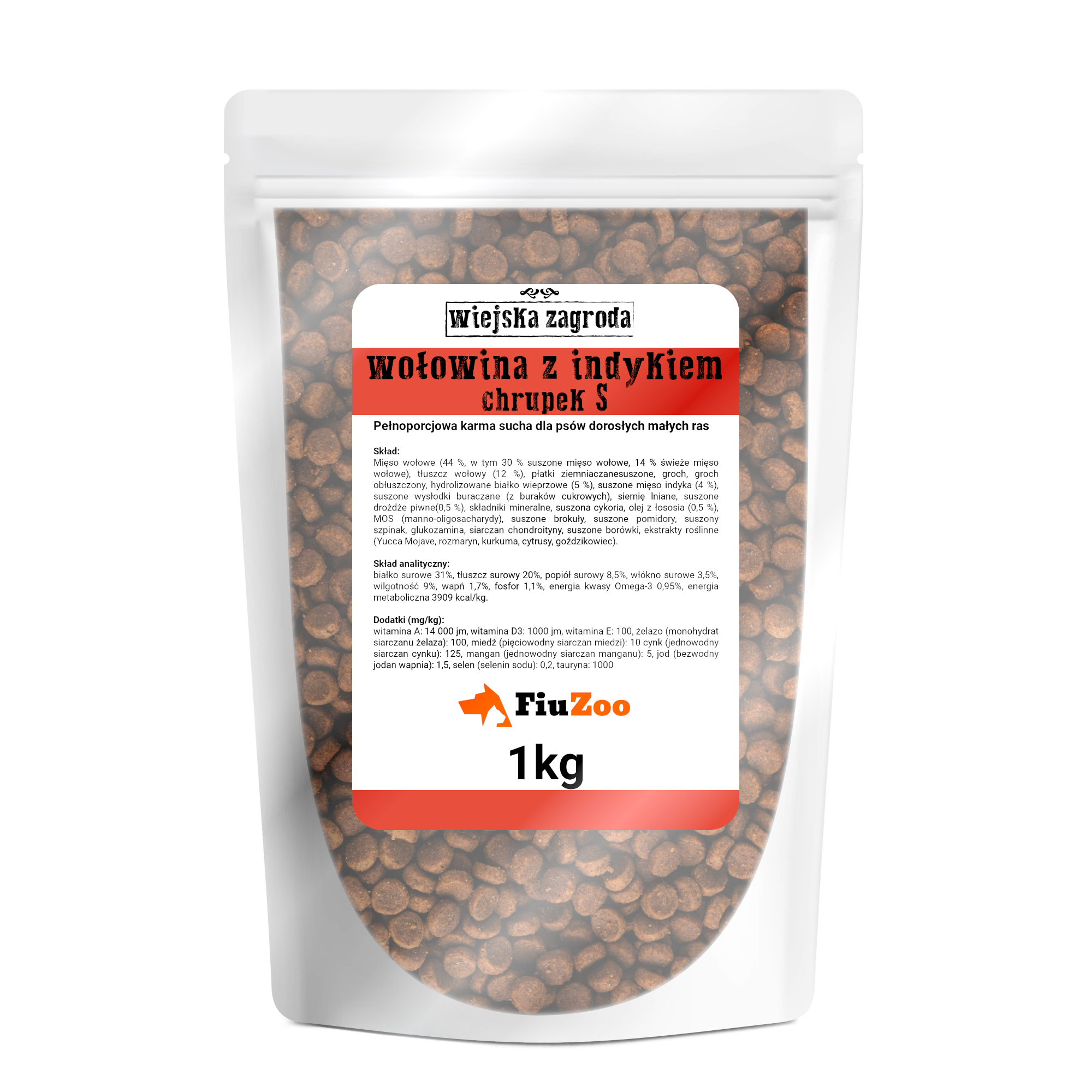 WZ_wolowina_indyk_1kg_S_fiuzoo Wiejska Zagroda Wołowina z Indykiem 1kg NA WAGĘ chrupek S